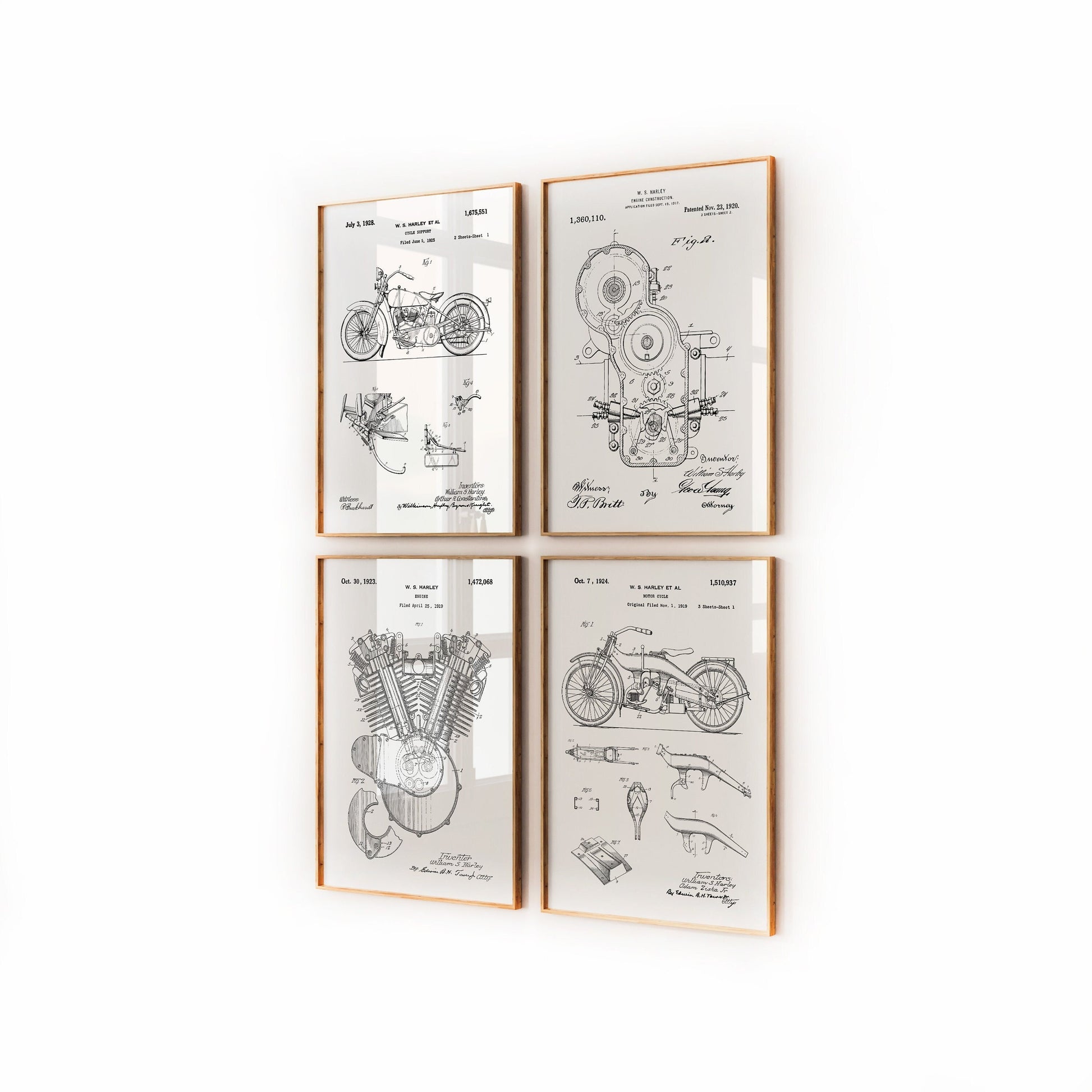 Harley Davidson Set Of 4 Patent Prints