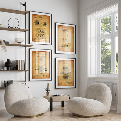 Nikola Tesla Set Of 4 Patent Prints - Magic Posters