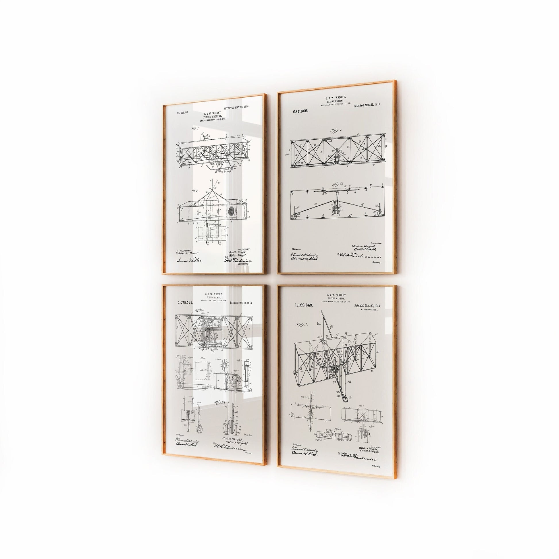 Wright Brothers Set Of 4 Patent Prints - Magic Posters