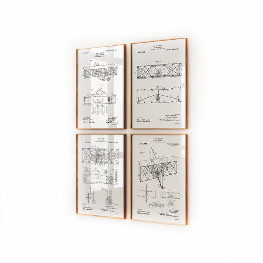Wright Brothers Set Of 4 Patent Prints