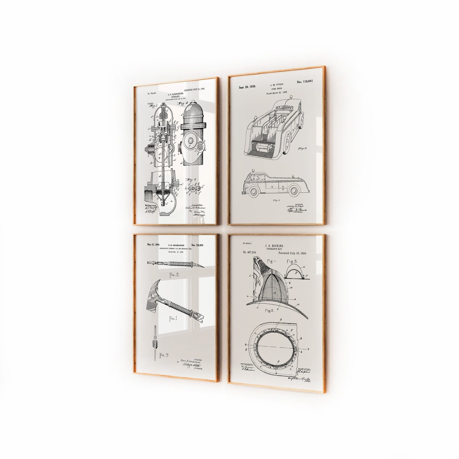 Firefighter Set Of 4 Patent Prints - Magic Posters