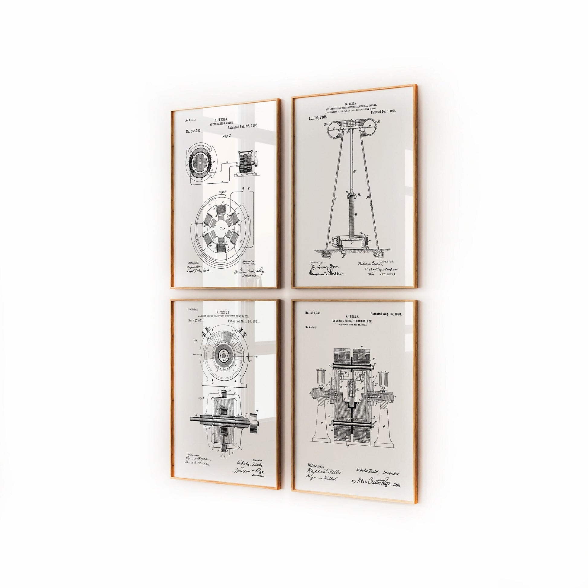 Nikola Tesla Set Of 4 Patent Prints - Magic Posters