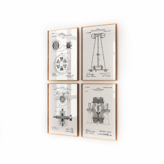 Nikola Tesla Set Of 4 Patent Prints