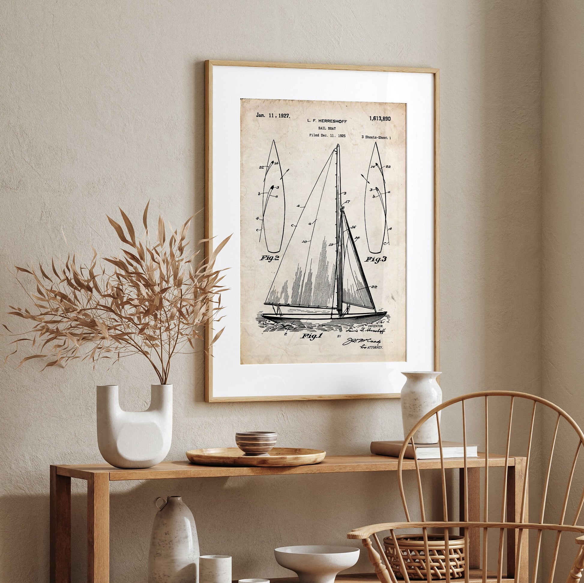 Sailboat 1927 Patent Print