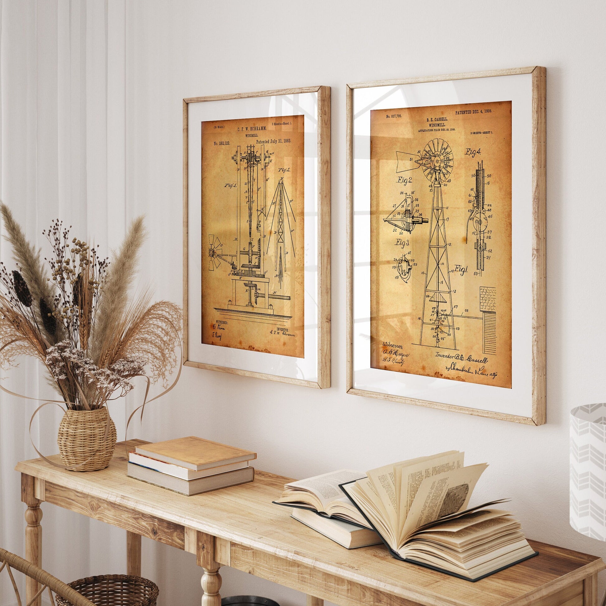 Windmill Set Of 2 Patent Prints - Magic Posters