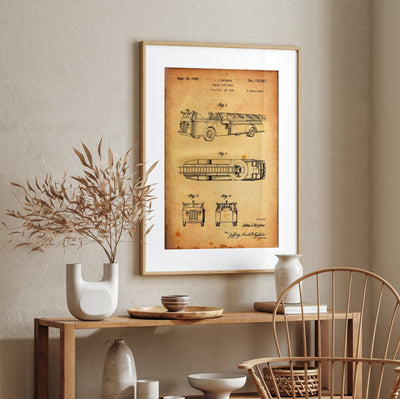 Aerial Fire Truck 1940 Patent Print - Magic Posters