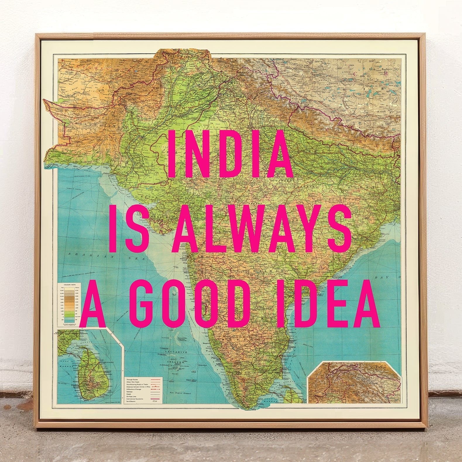 India Retro Pop Art Map Print - Magic Posters