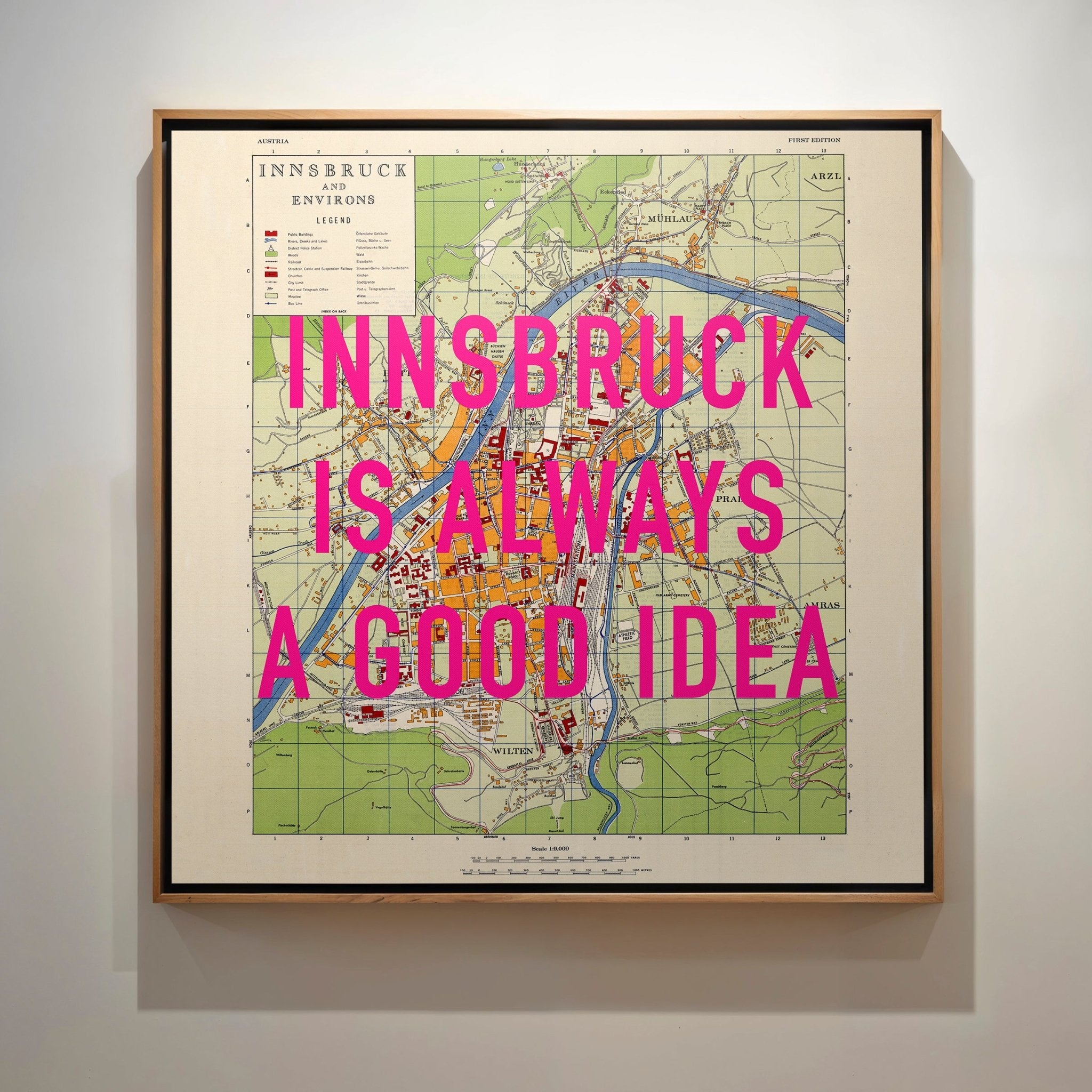 Innsbruck (Austria) Retro Pop Art Map Print - Magic Posters