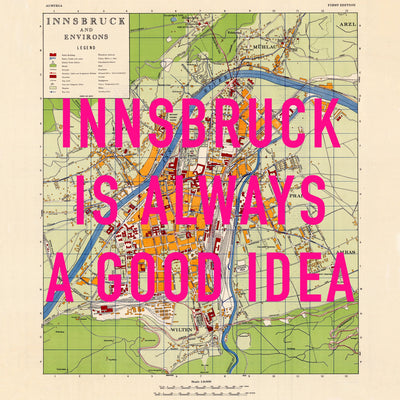 Innsbruck (Austria) Retro Pop Art Map Print