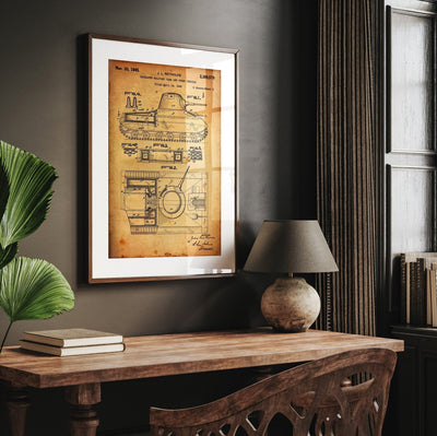 Insulated Miltary Tank 1945 Patent Print - Magic Posters