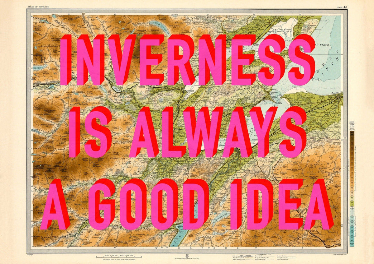 Inverness Retro Pop Art Map Print (Scotland)