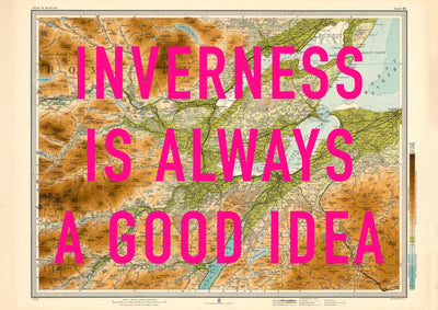 Inverness Retro Pop Art Map Print (Scotland)