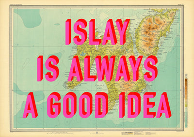 Islay Retro Pop Art Map Print (landscape) - Magic Posters