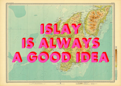 Islay Retro Pop Art Map Print (landscape) - Magic Posters