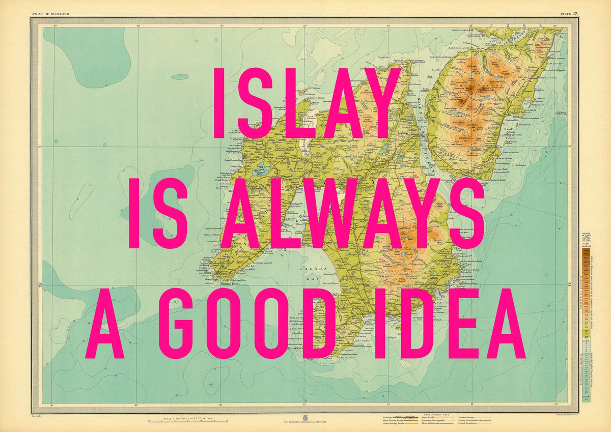 Islay Retro Pop Art Map Print (landscape) - Magic Posters