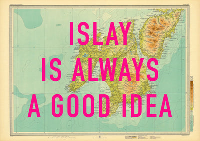 Islay Retro Pop Art Map Print (landscape) - Magic Posters