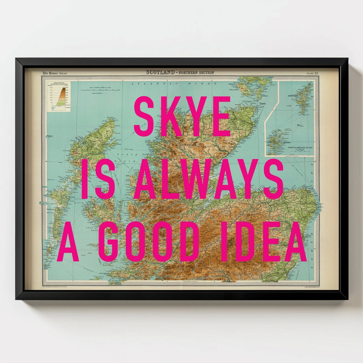 Isle Of Skye Retro Pop Art Map Print - black frame mockup - Magic Posters