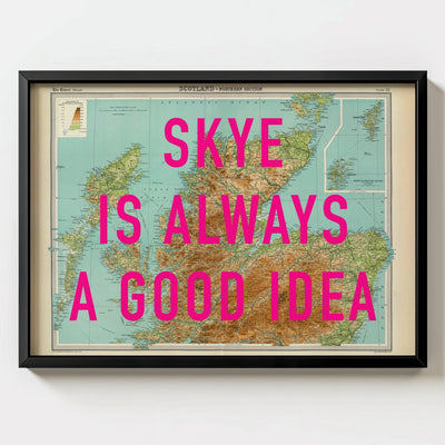 Isle Of Skye Retro Pop Art Map Print - black frame mockup - Magic Posters