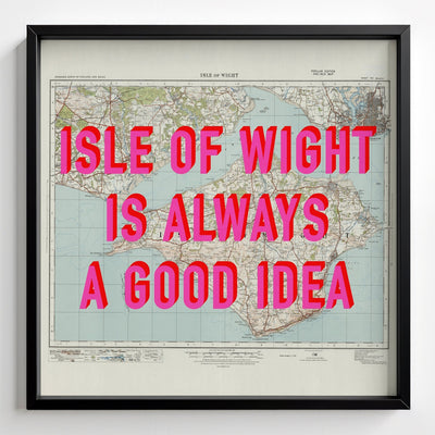 Isle Of Wight Retro Pop Art Map Print - black frame mockup - Magic Posters