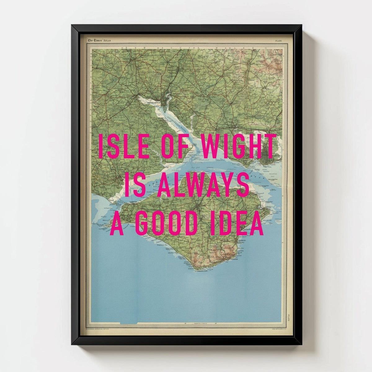 Isle Of Wight Retro Pop Art Map Print - black frame mockup - Magic Posters