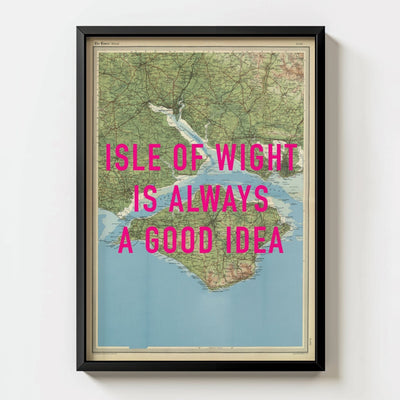 Isle Of Wight Retro Pop Art Map Print - black frame mockup - Magic Posters