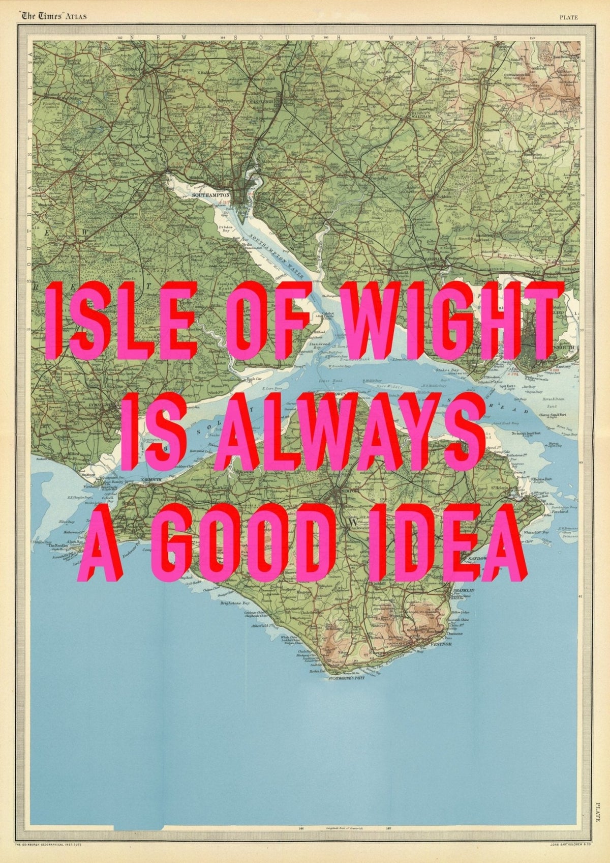 Isle Of Wight Retro Pop Art Map Print