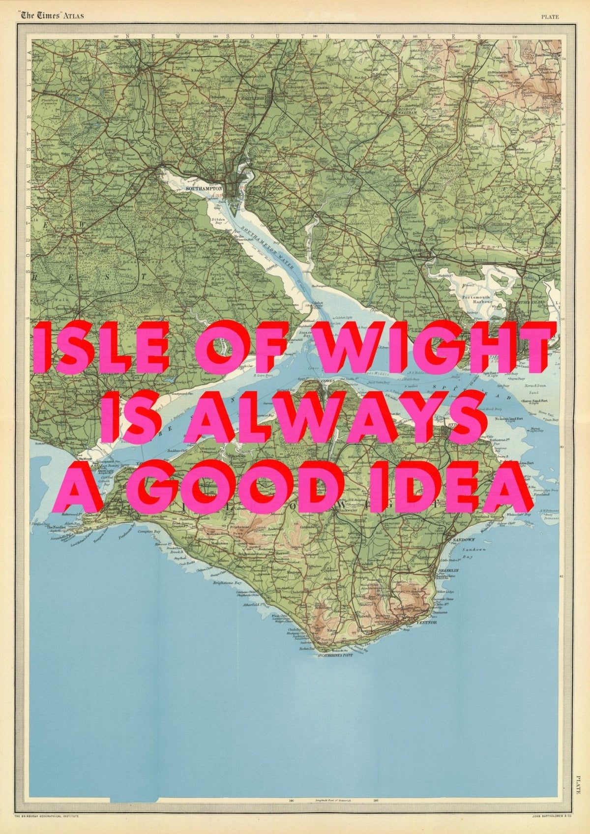 Isle Of Wight Retro Pop Art Map Print