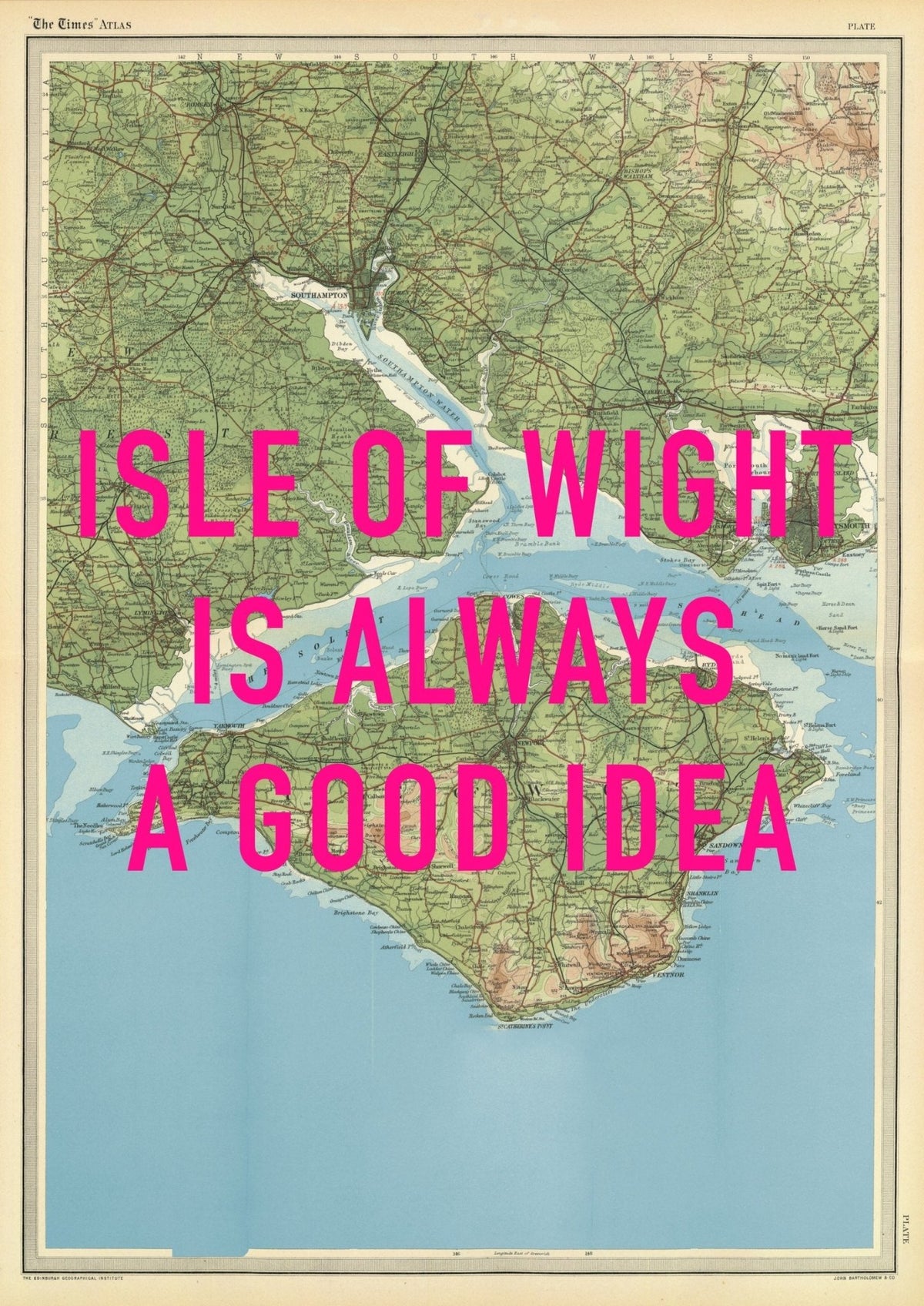 Isle Of Wight Retro Pop Art Map Print