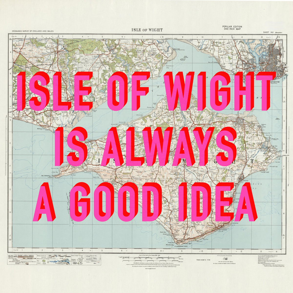 Isle Of Wight Retro Pop Art Map Print