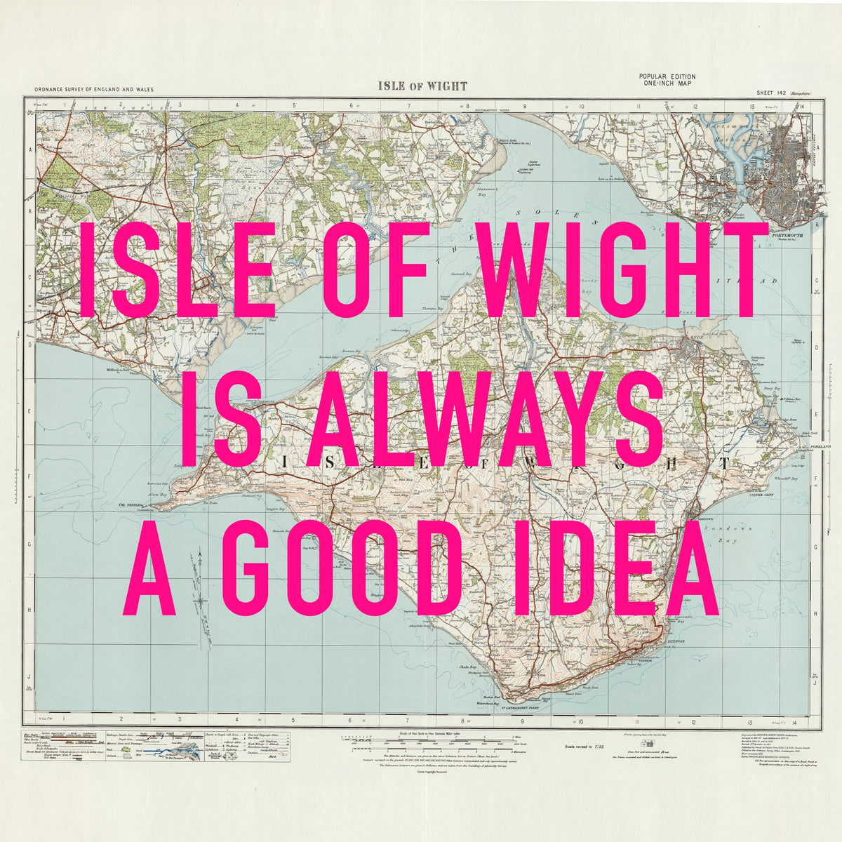 Isle Of Wight Retro Pop Art Map Print