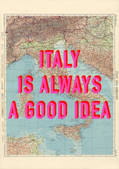 Italy Retro Pop Art Map Print