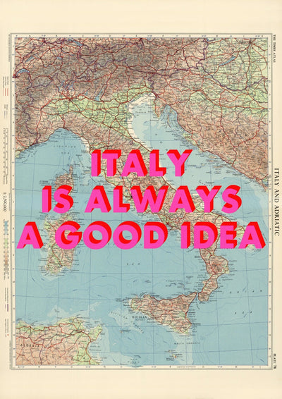 Italy Retro Pop Art Map Print