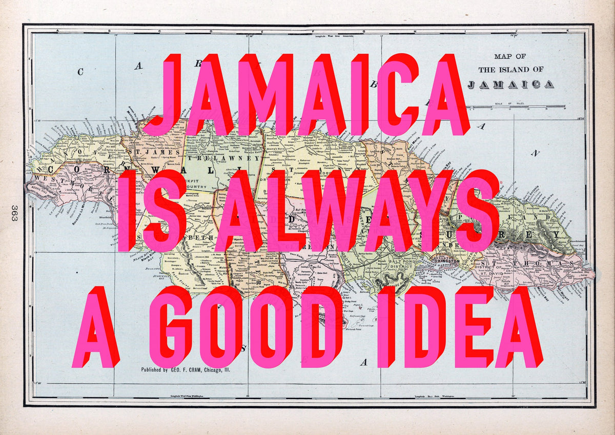Jamaica Retro Pop Art Map Print (Landscape)