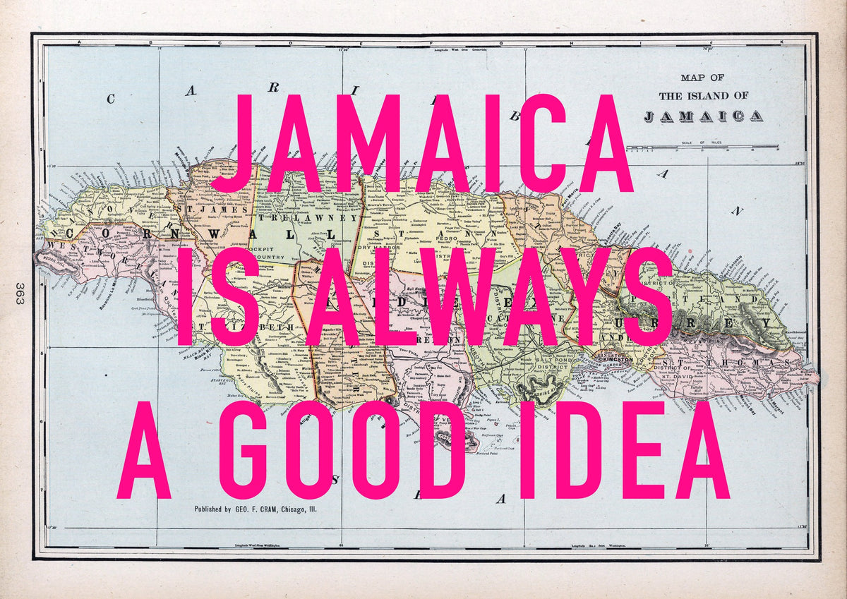 Jamaica Retro Pop Art Map Print (Landscape)