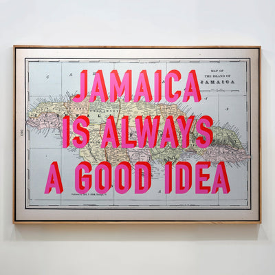Jamaica Retro Pop Art Map Print (Landscape) - Magic Posters