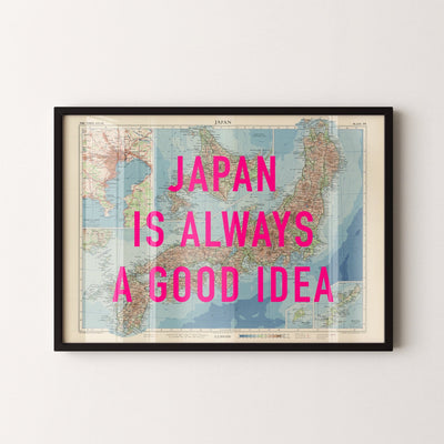 Japan Retro Pop Art Map Print - Magic Posters