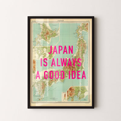 Japan Retro Pop Art Map Print - Magic Posters