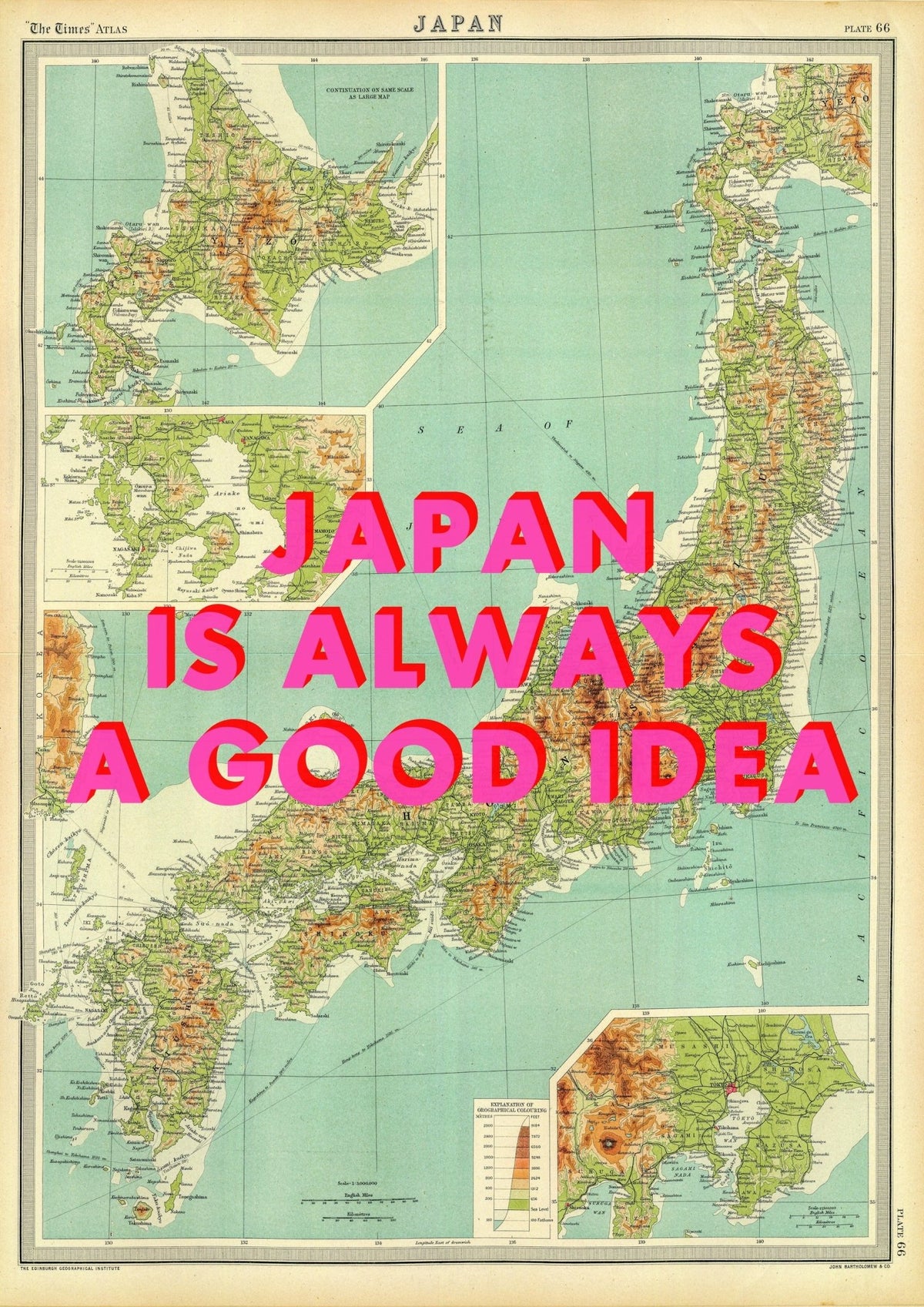 Japan Retro Pop Art Map Print