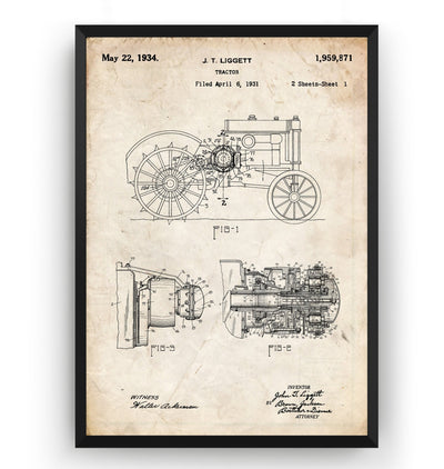 John Deere Tractor 1931 Patent Print - Magic Posters