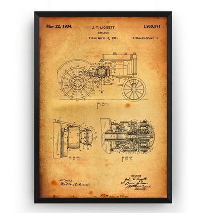 John Deere Tractor 1931 Patent Print - Magic Posters