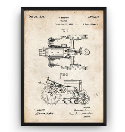 John Deere Tractor 1936 Patent Print - Magic Posters