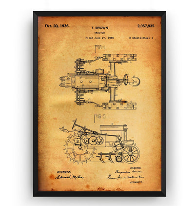 John Deere Tractor 1936 Patent Print - Magic Posters