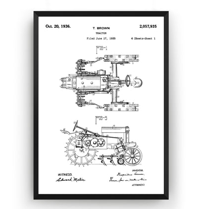 John Deere Tractor 1936 Patent Print - Magic Posters