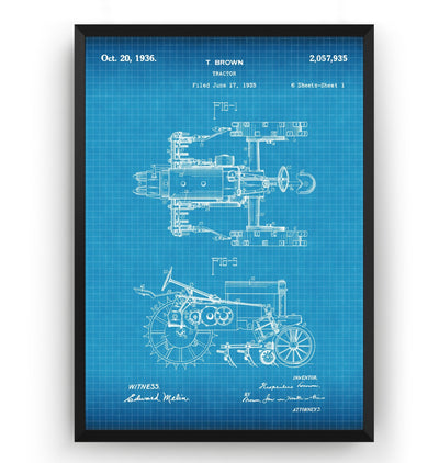 John Deere Tractor 1936 Patent Print - Magic Posters