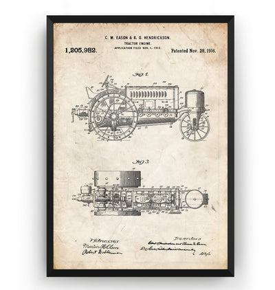 John Deere Tractor Engine 1916 Patent Print - Magic Posters