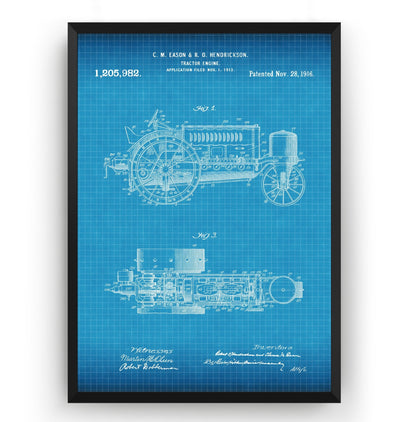John Deere Tractor Engine 1916 Patent Print - Magic Posters