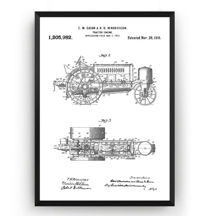 John Deere Tractor Engine 1916 Patent Print - Magic Posters