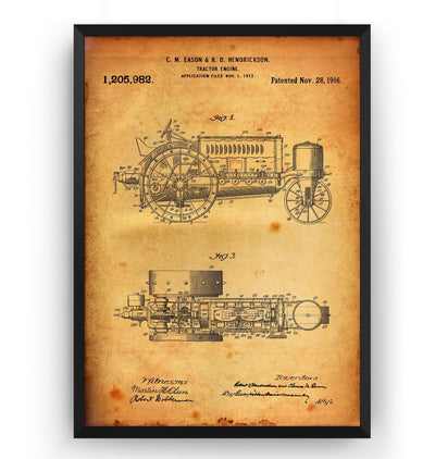 John Deere Tractor Engine 1916 Patent Print - Magic Posters