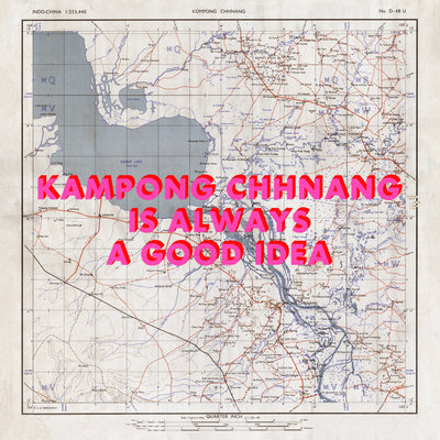 Kampong Chhnang Retro Pop Art Map Print (square) - Magic Posters