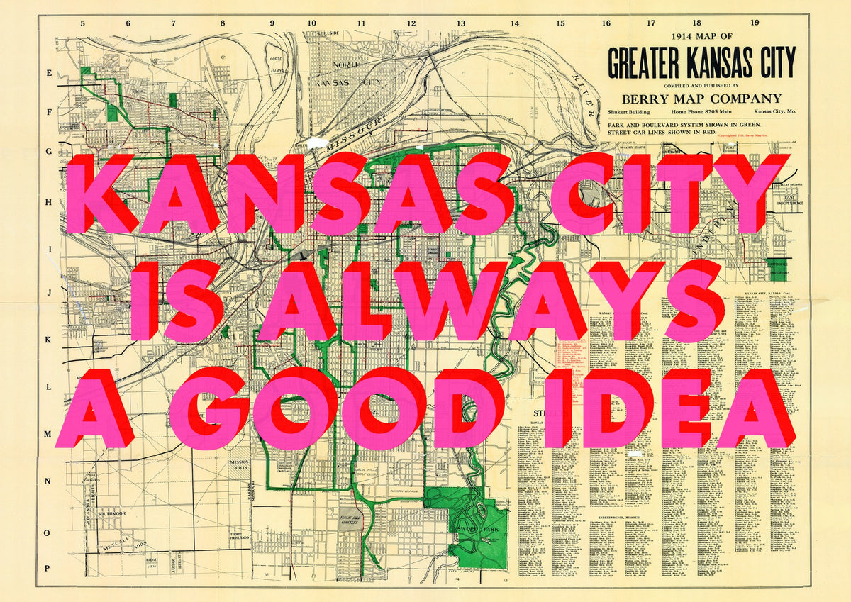 Kansas City Retro Pop Art Map Print (landscape)
